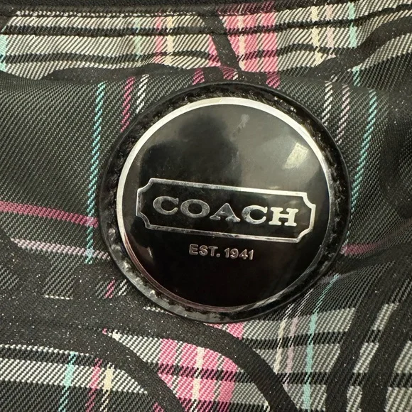 Coach Purple & Black Tartan Handbag - Picture 2 of 9